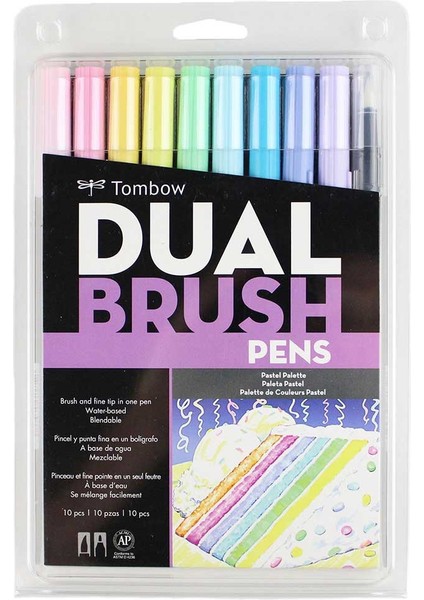 : Ab-T Dual Brush Pen : Grafik Kalem Seti : 10 Renk (Pastel Renkler)