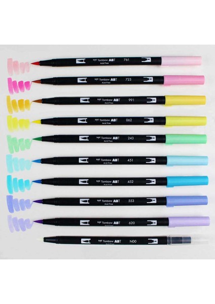 : Ab-T Dual Brush Pen : Grafik Kalem Seti : 10 Renk (Pastel Renkler) fiyatları