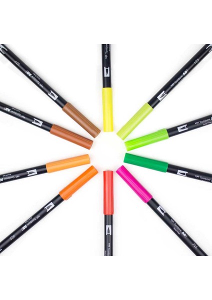 : Ab-T Dual Brush Pen : Grafik Kalem Seti : 10 Renk (Parlak Renkler) fırsatları