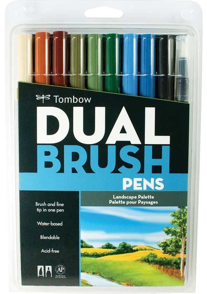 : Ab-T Dual Brush Pen : Grafik Kalem Seti : 10 Renk (Peyzaj Renkleri)