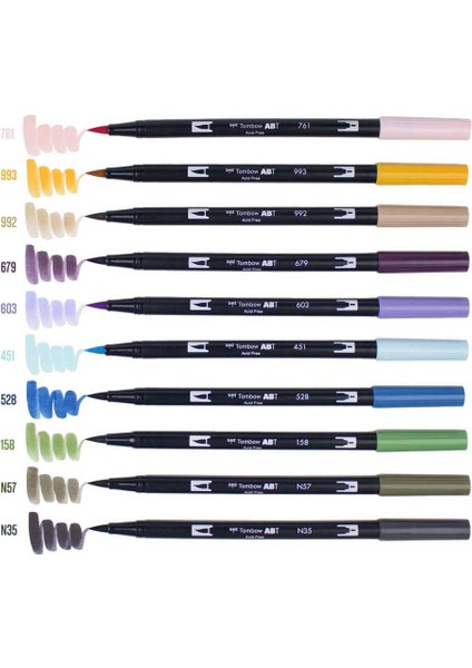 : Ab-T Dual Brush Pen : Grafik Kalem Seti : 10 Renk (Peyzaj Renkleri) fırsatları