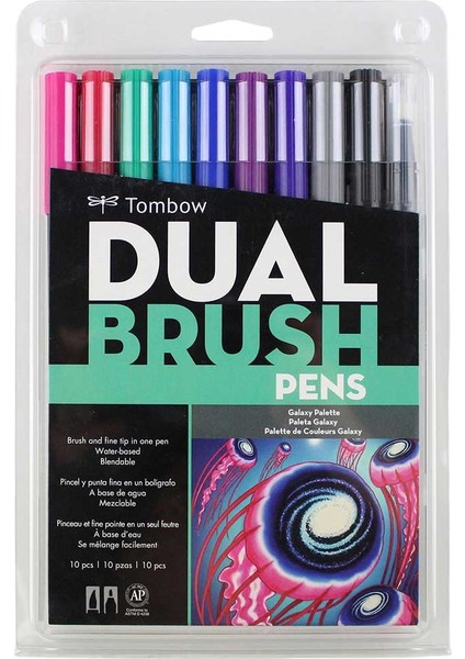 : Ab-T Dual Brush Pen : Grafik Kalem Seti : 10 Renk (Galaksi Renkleri)