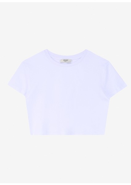 Bisiklet Yaka Düz Beyaz Kadın T-Shirt SPBF4SL-TST5603