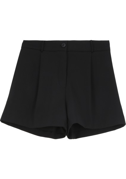 Yüksek Bel Tailored Fit Siyah Kadın Şort F4SL-SHT W38