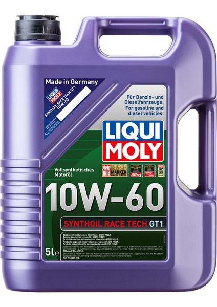 Synthoil Race Tech Gt1 10W-60 5 Litre Motor Yağı (Üretim Yılı: 2023)