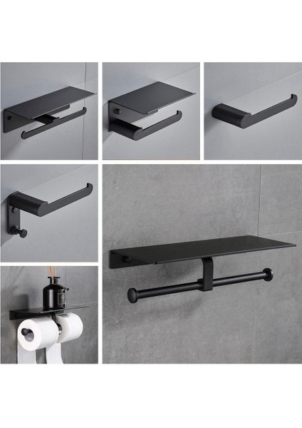Altın C Stili Siyah Tekli Çift Kağıt Tutucu Duvara Monte Banyo Aksesuarları Telefon Rafı Tuvalet Raf Rulo Dokunmatik Askı (Yurt Dışından) fırsatları
