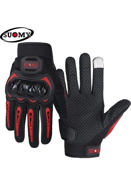 Motosiklet Eldiveni Binici Erkek Tam Parmak Koruyucu Kabuk Anti-Düşme Dokunmatik Ekran Nefes Alabilir (Yurt Dışından)