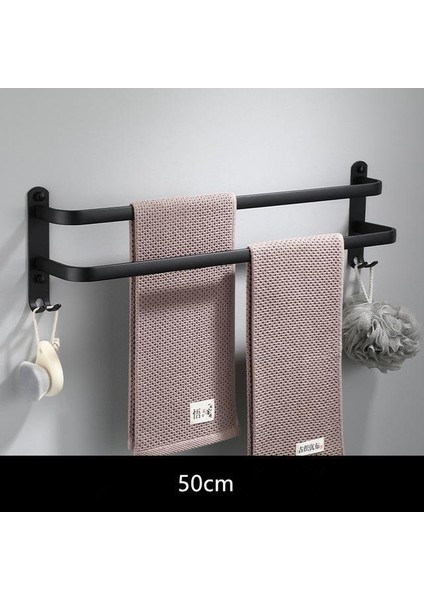 Çift ​​50CM Tarzı Duvara Monte Havlu Askısı Siyah Havlu Rafı Banyo Alüminyum Mat Siyah Havlu Tutucu Uzay Alüminyum (Yurt Dışından)