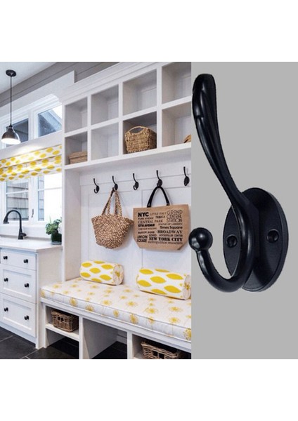 Br Tarzı 1 Adet Ağır Hizmet Palaska Duvara Monteli Şapka Askısı Çift Çatal Retro Palaska Asılı Siyah Beyaz Renk (Yurt Dışından) fiyatları