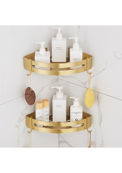 Balck 22 Tarzı Duvar Monte Köşe Rafı Banyo Rafı Fırçalanmış Altın Alüminyum Banyo Duş Rafı Şampuan Tutucu Köşe Rafı (Yurt Dışından) modelleri