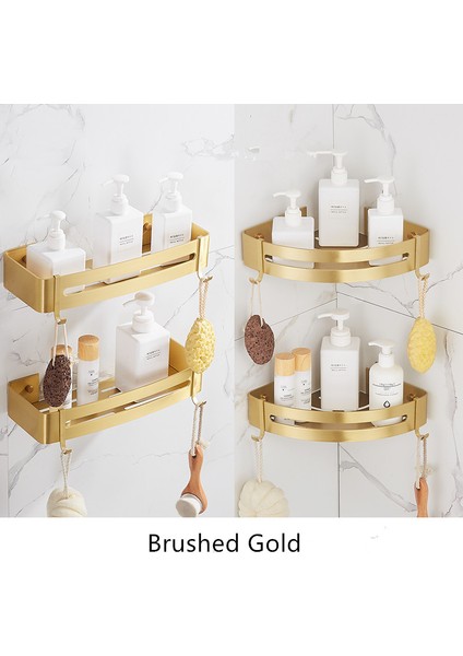 Balck 22 Tarzı Duvar Monte Köşe Rafı Banyo Rafı Fırçalanmış Altın Alüminyum Banyo Duş Rafı Şampuan Tutucu Köşe Rafı (Yurt Dışından) fırsatları