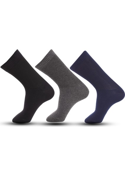 Şeker Çorap 3lü Paket, Şeker Hastalarına Özel Esnek Yumuşak Lastikli Erkek Soket Çorap 3 Adet, 41-44 Beden, 3 Renk (Siyah-Lacivert-Gri) 14408