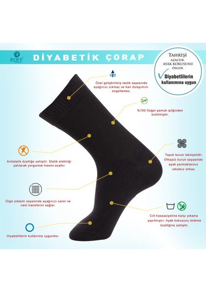 Şeker Çorap 3lü Paket, Şeker Hastalarına Özel Esnek Yumuşak Lastikli Erkek Soket Çorap 3 Adet, 41-44 Beden, 3 Renk (Siyah-Lacivert-Gri) 14408 fiyatları