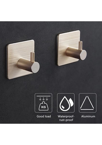 06 Siyah Stil Kendi Yapışkanlı Ev Mutfak Duvar Kapı Askı Anahtar Tutucu Raf Havlu Askısı Banyo Rafı Kanca Alüminyum Paslanmaz Kanca Duvar Askısı (Yurt Dışından)