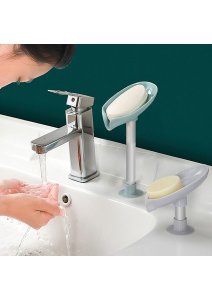 Kısa Gri Stil Yaprak Şekilli Sabun Kutusu Sıhhiye Sabun Tutucu Kutu Banyo Duş Sabun Tutucu Sünger Saklama Tablası Banyo Malzemeleri Banyo Gereçleri (Yurt Dışından)