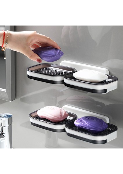 Siyah Çift Kişilik Stil Banyo Aksesuarları Sabunluk Askı Rafı Depolama Kutusu Sünger Tutucu Organizatör (Yurt Dışından) fırsatları