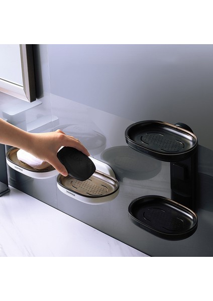 Siyah Çift Kişilik Stil Banyo Aksesuarları Sabunluk Askı Rafı Depolama Kutusu Sünger Tutucu Organizatör (Yurt Dışından) indirimleri