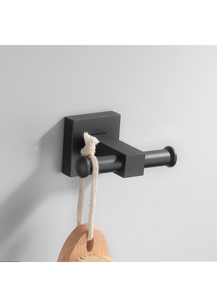 Bornoz Askısı Tarzı Siyah Havlu Askılı Banyo Havlu Askısı Alüminyum Alaşımlı Banyo Aksesuarları Havlu Rafı Havlu Halkası Tuvalet Fırçası Depolama Rafı (Yurt Dışından)