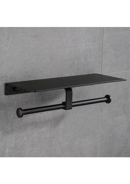Altın A Stili Siyah Tekli Çift Kağıt Tutucu Duvara Monte Banyo Aksesuarları Telefon Rafı Tuvalet Raf Rulo Dokunmatik Askı (Yurt Dışından) fiyatları