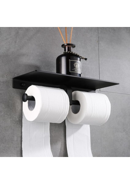 Altın A Stili Siyah Tekli Çift Kağıt Tutucu Duvara Monte Banyo Aksesuarları Telefon Rafı Tuvalet Raf Rulo Dokunmatik Askı (Yurt Dışından) modelleri