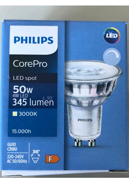 5 Adet Philips Corepro 4W=50W 345 Lümen Dim LED Ampul Sarı 3000K GU10 Duy 15.000 Saat
