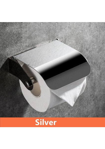 Gümüş Tarzı Banyo Paslanmaz Çelik Kağıt Tutucu Duvara Monte Tuvalet Rulosu Tutucu Banyo Aksesuarları Siyah Gümüş Cilalı (Yurt Dışından)