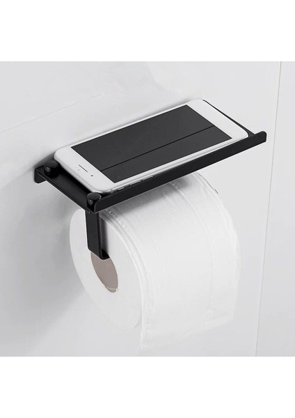 Siyah Stil Banyo Tuvalet Kağıt Havlu Tutucu Telefon Tutucu Duvar Montajlı Wc Rulo Tutucu Kağıt Tutucu Raf Havlu Askısı Kağıt Kutusu Siyah (Yurt Dışından) fiyatları