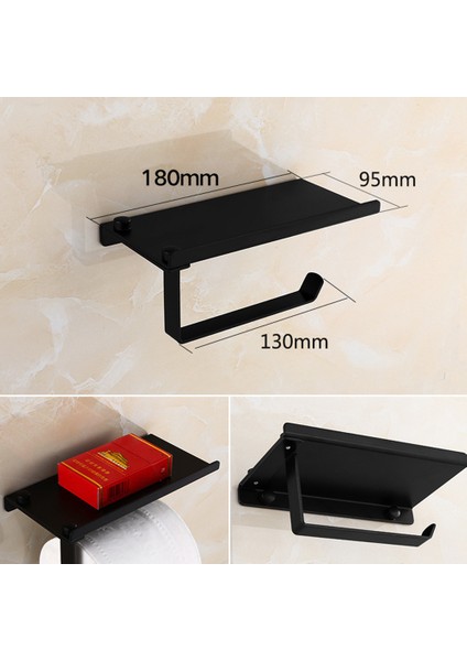 Siyah Stil Banyo Tuvalet Kağıt Havlu Tutucu Telefon Tutucu Duvar Montajlı Wc Rulo Tutucu Kağıt Tutucu Raf Havlu Askısı Kağıt Kutusu Siyah (Yurt Dışından) modelleri