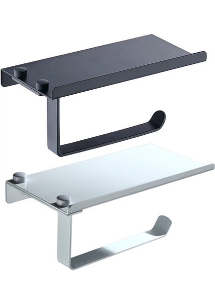 Siyah Stil Banyo Tuvalet Kağıt Havlu Tutucu Telefon Tutucu Duvar Montajlı Wc Rulo Tutucu Kağıt Tutucu Raf Havlu Askısı Kağıt Kutusu Siyah (Yurt Dışından) fırsatları