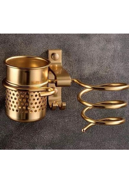 Altın Tarzı Altın Saç Kurutma Makinesi Rafı Kupa Saç Kurutma Makinesi Rafı Evler Rafı Saç Kurutma Makinesi Tutucu Alüminyum Raf Banyo Aksesuarları MJ595 (Yurt Dışından)
