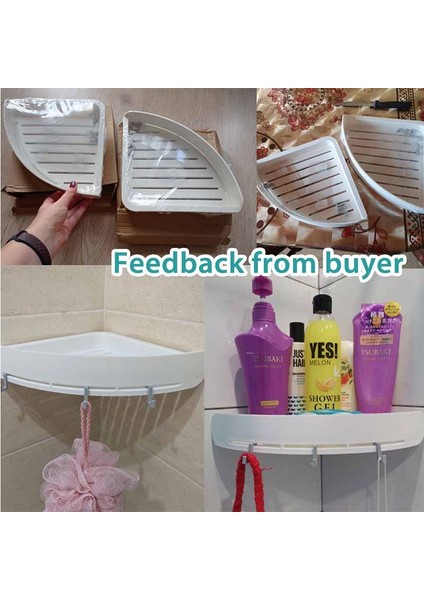 Beyaz Stil Banyo Rafı Organizatör Köşe Rafı Depolama Tutucu Plastik Banyo Rafı Emme Bardak Duş Duvar Tutucu Şampuan Tutucu (Yurt Dışından) fırsatları
