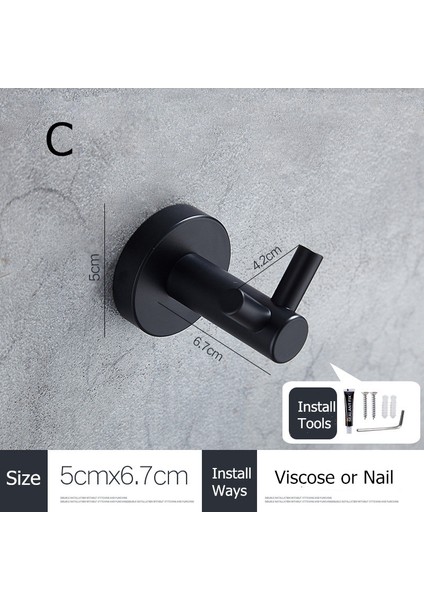 C Stili Banyo Mutfak Askı Kanca Paslanmaz Çelik Duvar Askısı Anahtar Ceket Havlu Kanca Bornoz Kanca Banyo Donanımı SUS304 (Yurt Dışından)