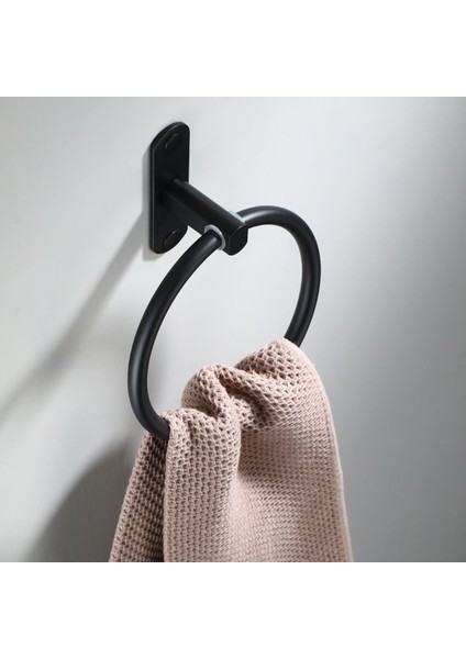 Siyah Uzay Alüminyum Havlu Tutucu Yuvarlak Havlu Halkası Duvara Monte Havlu Rafı Ev Otel Banyo Aksesuarları Için (Yurt Dışından)