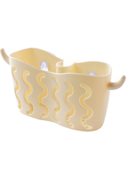 Bej Tarzı Banyo Raf Düzenleyici Mutfak Lavabo Duvar Emme Köşe Depolama Tutucu Raflar Deliksiz Süzgeç Depolama Tutucu Sepet 1 Adet (Yurt Dışından)