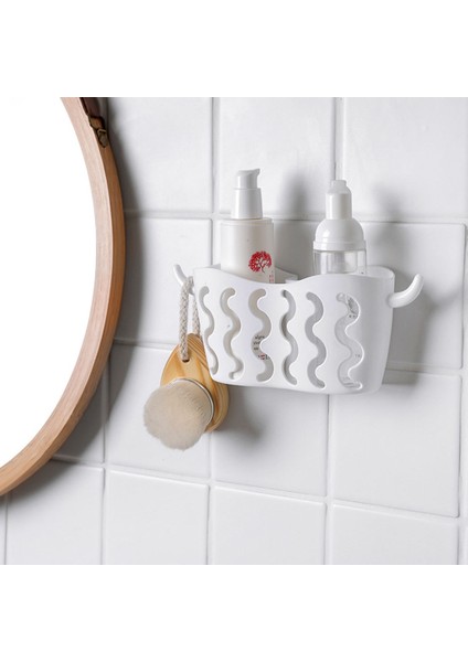Bej Tarzı Banyo Raf Düzenleyici Mutfak Lavabo Duvar Emme Köşe Depolama Tutucu Raflar Deliksiz Süzgeç Depolama Tutucu Sepet 1 Adet (Yurt Dışından) fırsatları