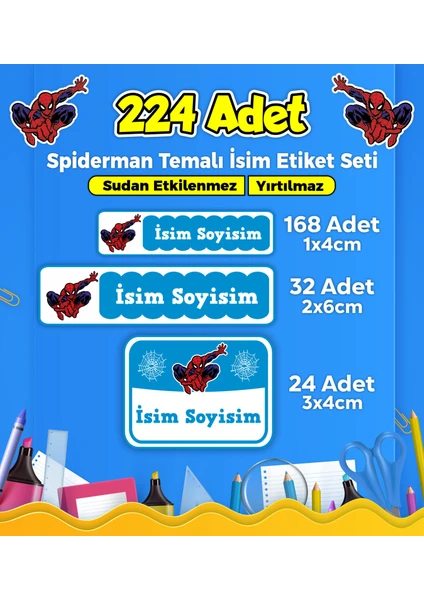 Sb Store Okul Kreş İsim Etiketi Kalem Defter Özel İsim Yazılabilen Etiket Seti - 224 Adet