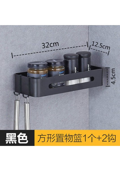 Dikdörtgen Stili Siyah Alüminyum Duvar Rafları Raf Kâğıt Kutusu Alüminyum Banyo Köşe Raf Duvara Monte Mutfak Depolama Tutucu Baharatlık (Yurt Dışından)