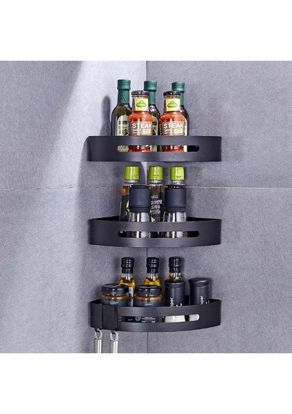 Dikdörtgen Stili Siyah Alüminyum Duvar Rafları Raf Kâğıt Kutusu Alüminyum Banyo Köşe Raf Duvara Monte Mutfak Depolama Tutucu Baharatlık (Yurt Dışından) fiyatları
