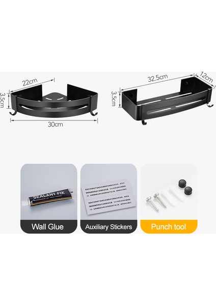 Dikdörtgen-2 Katlı Stil Mosodo Banyo Rafı Organizatör Duş Depolama Rafları Siyah Köşe Raflar Duvara Monte Alüminyum Tuvalet Şampuan Tutucu Matkap Gerektirmez (Yurt Dışından) fırsatları