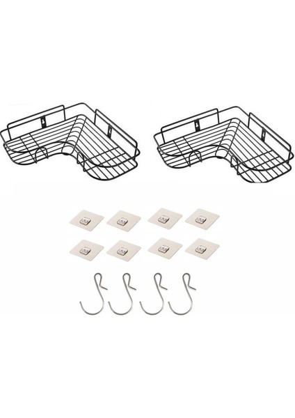 E Stili Metal Köşe Çivisiz Çift Katlı Depolama Rafı Banyo Mutfak Şampuan Baharat Depolama Rafı Oturma Odası Yatak Odası Depolama Rafı (Yurt Dışından)