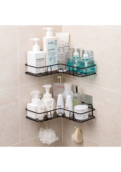 E Stili Metal Köşe Çivisiz Çift Katlı Depolama Rafı Banyo Mutfak Şampuan Baharat Depolama Rafı Oturma Odası Yatak Odası Depolama Rafı (Yurt Dışından) fiyatları
