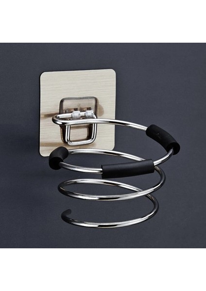 Gümüş Tarzı Banyo Saç Kurutma Makinesi Tutucu Yapışkan Duvara Monte Çivi Yok Iz Bırakmayan Sticker (Yurt Dışından)