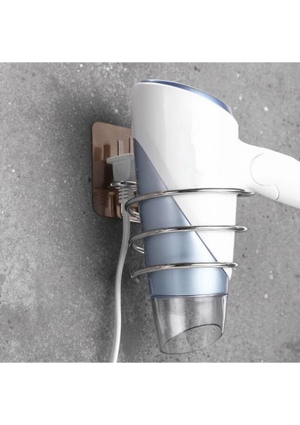 Gümüş Tarzı Banyo Saç Kurutma Makinesi Tutucu Yapışkan Duvara Monte Çivi Yok Iz Bırakmayan Sticker (Yurt Dışından) modelleri