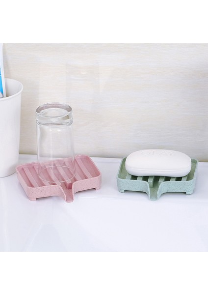2 Pembe Stil Plastik Duş Sabunu Saklama Rafı Sabun Kutu Rafı Aracı Sabun Tepsisi Tutucu Sünger Tutucu Süzgeç Sabun Kutusu (Yurt Dışından)