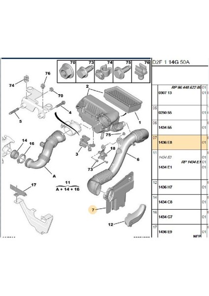 Hava Filtre Giriş Kapak 407 C5 1.6hdı DV6TED4 (1436E8)