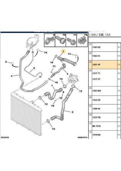 Devirdaim Ara Boru C4 207 308 Partner (R15574-İBR17239-1351.YF)