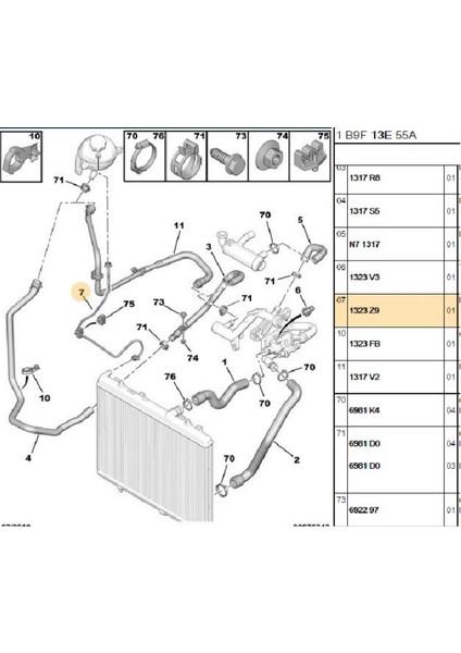 Yedek Su Depo Hortumu 307 308 5008 Partner Tepee C4 Picasso Berlingo (1323Z9-MH50262-0500262)
