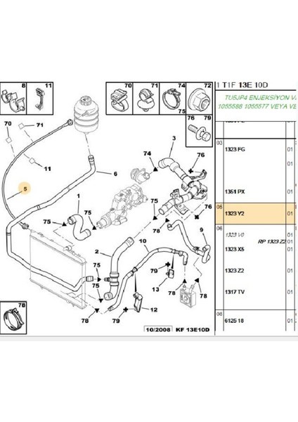 Yedek Su Depo Hortumu 206 TU3A (1323Y2-Y32268-0500276-MH50276)