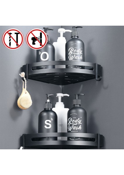 Siyah X2 Stili Banyo Rafları Alüminyum Duvar Emme Tuvalet Saklama Siyah Duş Köşe Çerçevesi Şampuan Tutucu Sabun Saklama Rafı (Yurt Dışından) fırsatları