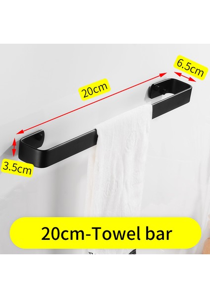 20CM Tarzı Siyah Havlu Askılığı Duvara Monte Edilebilir Banyo Havlu Tutucu Alüminyum Yaratıcı Bornoz Banyo Ray Askısı (Yurt Dışından)